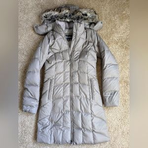 Eddie Bauer 650 Down Puffer Coat Faux Fur Hooded Parka XS